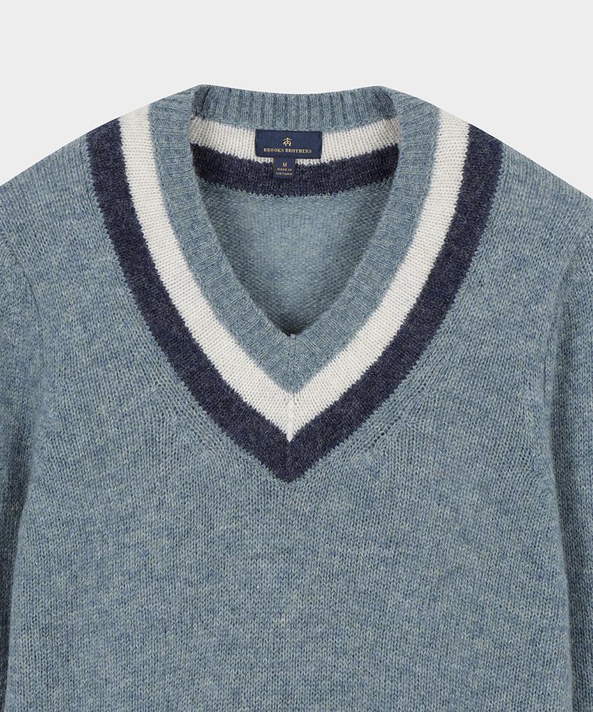 BROOKS BROTHERS Tennis V-Neck Sweater (Blue) (Bbwnmf4523Mef)