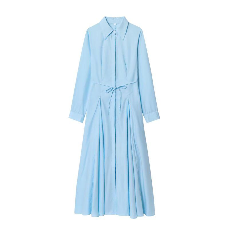 Kaslead New Women clothes Western Style Fashion Simple Casual Shirt Long Dress