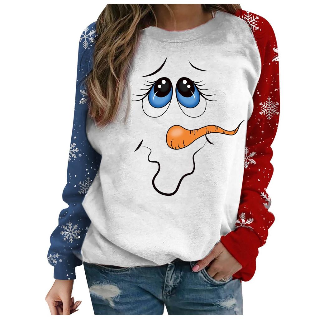 Women's Casual Fashion  Print Long Sleeve O-Neck Pullover Top