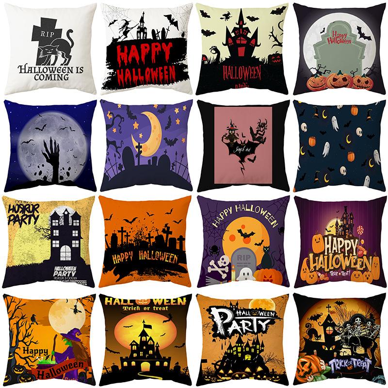 Halloween Series Pumpkin Cushion Pillow Cover Printed Pillow Cover Cushion Cover Holiday Gift