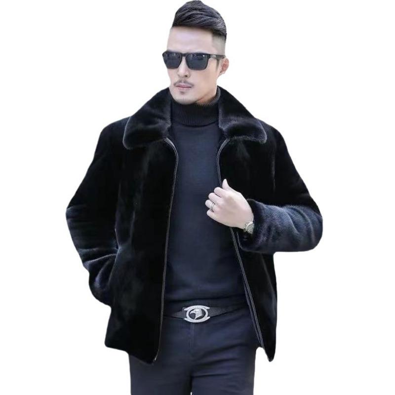 Winter Imitation Mink Imitation Mink Men's Clothing Imitation Mink Velvet Imitation Fur Jacket with Cotton Thickened Short Cotton Coat