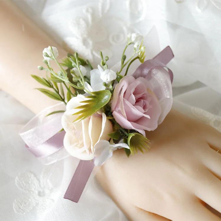 Meldel Corsage Men Wedding Rustic Boutonniere White Bridal Wrist Corsage Bridesmaid Groomsmen Party Meeting Personal Decorations
