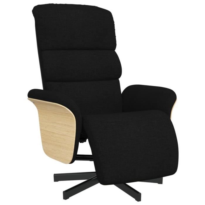 VidaXL Fauteuil inclinable avec repose-pieds noir tissu 356603