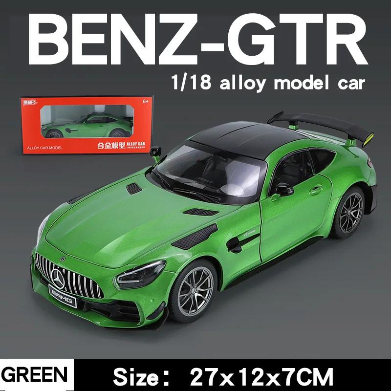 Large 1/18 Mercedes Benz AMG Gtr Model Car Metal Diecasts Vehicle Collectable Hobbies Sound & Light Miniature Toy For Boys Child