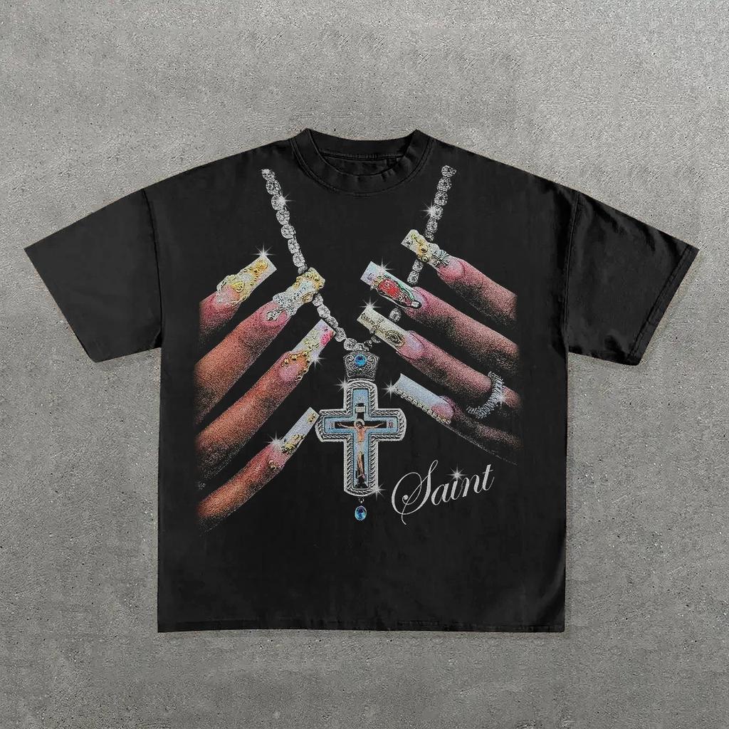 Y2k Streetwear Trendy Big Mouth Graphic Print Oversized TShirt Womens Fashion Round Neck Loose Versatile Casual Short Sleeve
