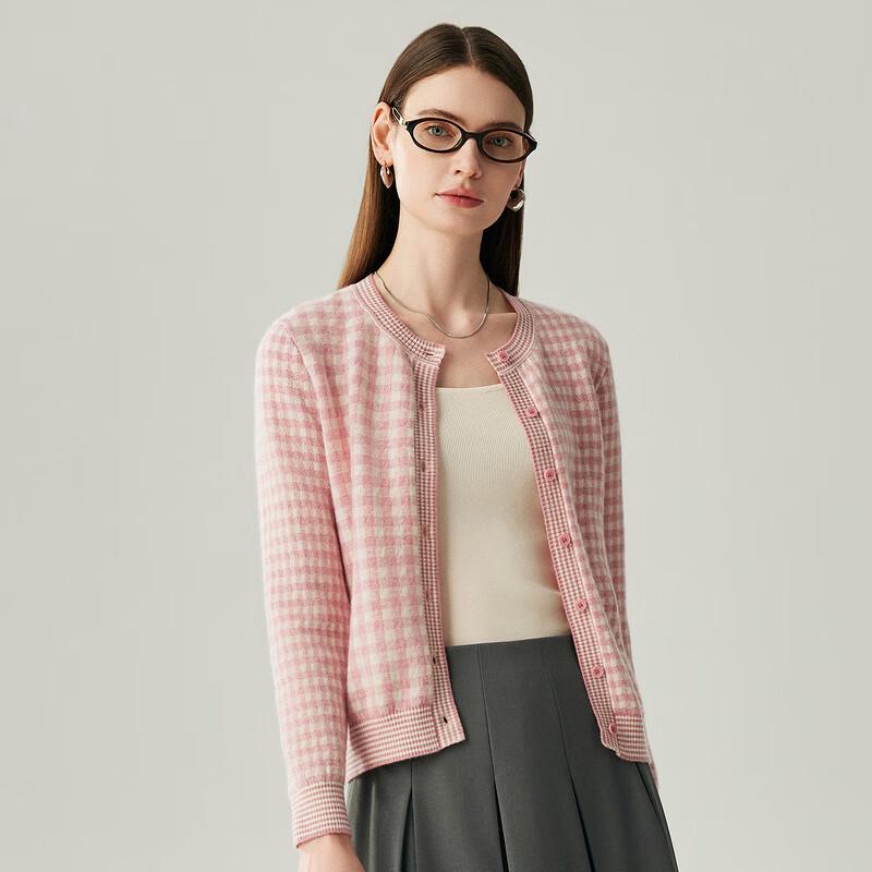 Zhaojun Women's 100% Cashmere Plaid Cardigan