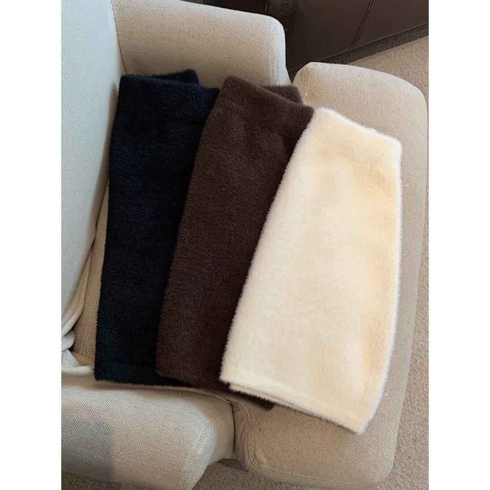 Autumn Winter Women's Hip Skirt Casual Imitation Mink Velvet Short Skirt Sexy High-waisted Mini Skirt