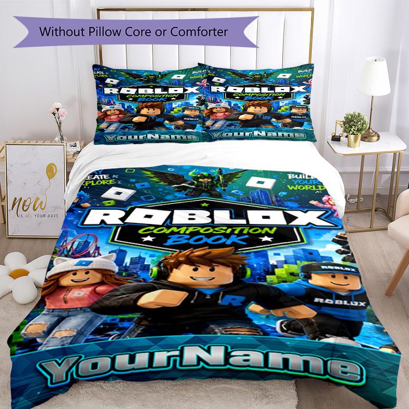 Roblox 63 Customize Your Name Bedding Set Breathable Duvet Cover with Pillowcases Home Decoration Birthday Gift