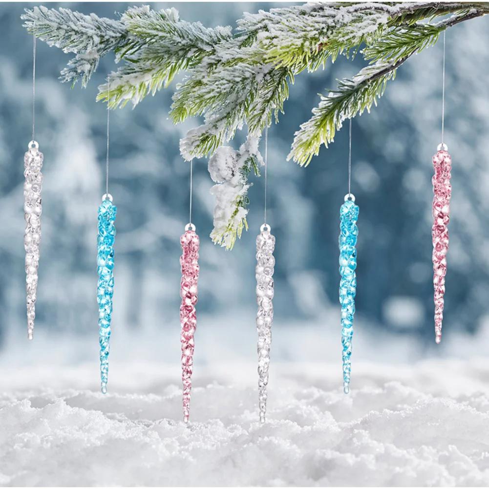 12/24/36pcs creative Christmas acrylic simulated icicles Christmas tree hanging decorations, suitable for Christmas home decora