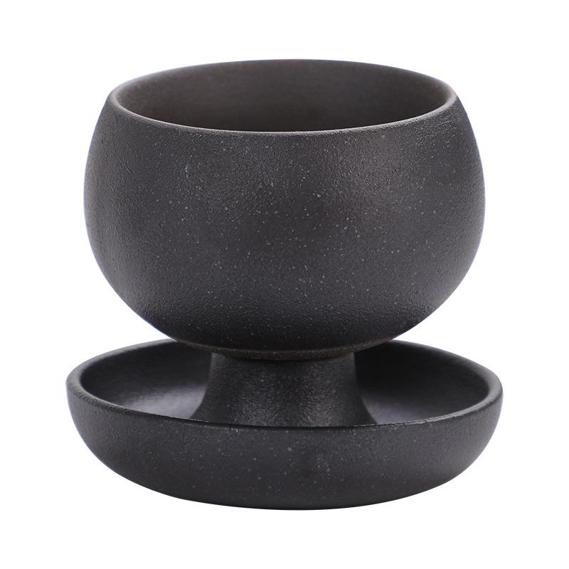 Creative Ceramic Round Small Coffee Cup With Saucer Retro Tea Coffee Mug Creative Coffee Cup with Plate Ceramic Latte Mugs