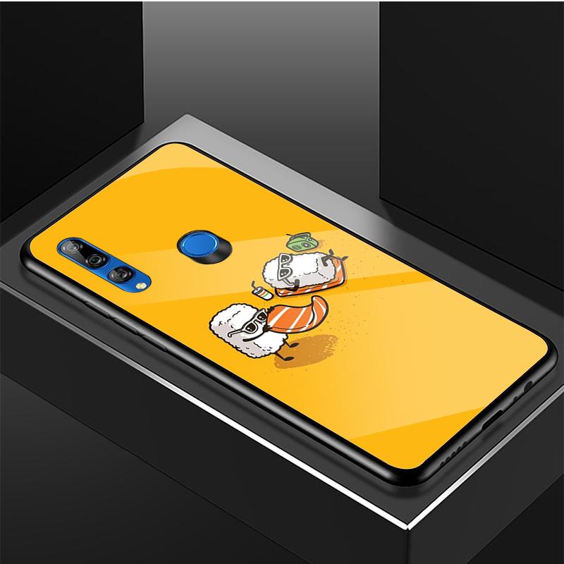 Kreskówkowe sushi Hartowane Szkło Etui na Telefon Dla Huawei honor 8X 9 10i 20i 20Lite 20Pro 30 Pro Pokrowiec
