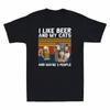 I Like Beer And My Cats And Maybe 3 People Funny Cat Kitties Lover Men's T-shirt