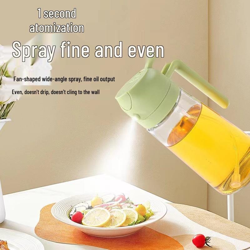 Transparent Dual-Use Lead-Free Glass Oil Bottle with Precise Leak-Proof Spray and Pour Functions