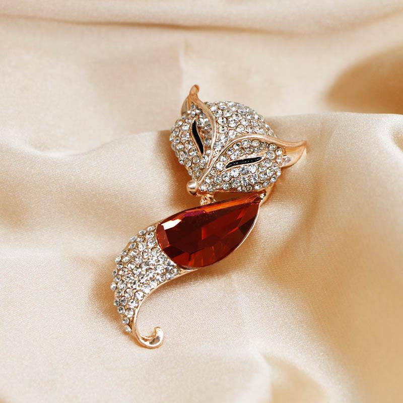 

Women Lady Fox Full Rhinestone Brooches Pins Fashion Elegant Accessories Jewelry For Women Animal Clothing Wedding Brooch Pin