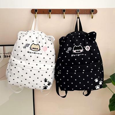 Schoolbag Japanese Ins Cute Backpack Unisex Fashion Cat Embroidery Student Schoolbag Niche Travel Backpack
