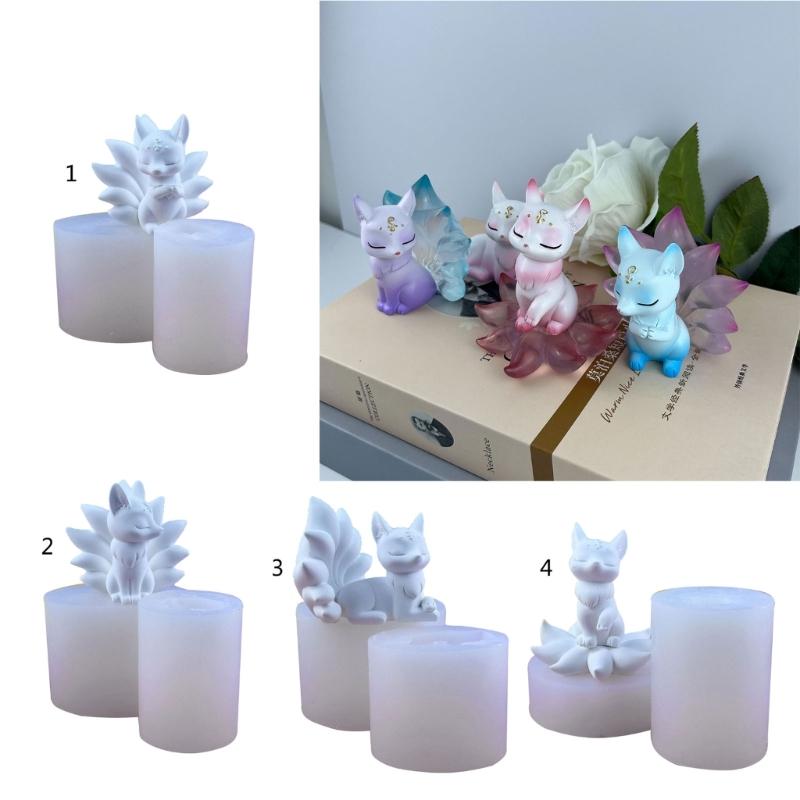 Nine Tails Foxes Silicone Molds DIY Epoxy Resin Molds Table Ornament Mould Candle Plaster Making Tool Easy to Clean