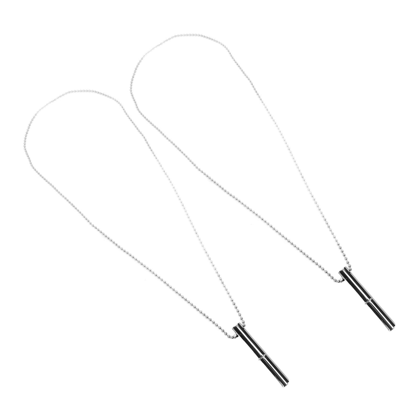 

2PCS Stress Anxiety Relief Necklace Stainless Steel Mindful Breathing Exercise Device Whistle Pendant for Meditation