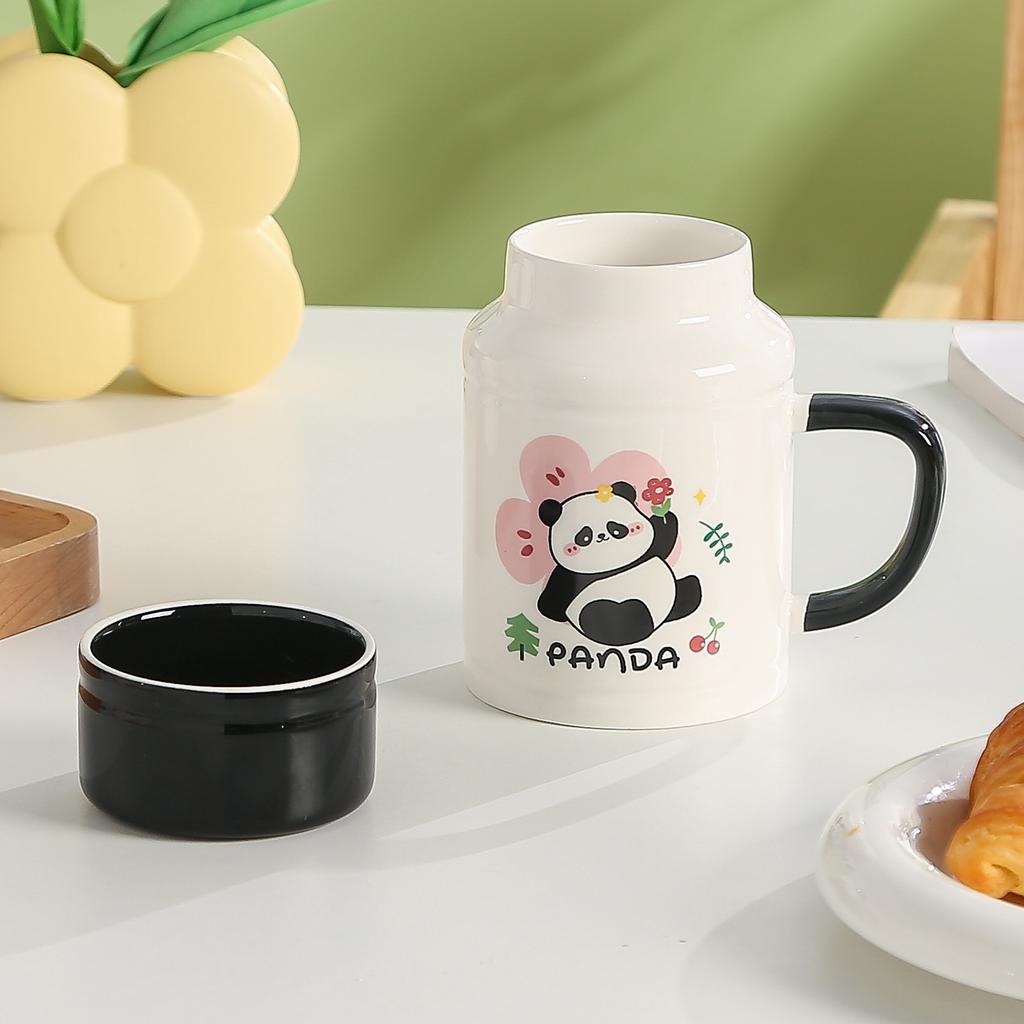 Panda Mug High Precision Cartoon Ceramic Cup with Lid for Boys and Girls' Souvenir Wedding Gift