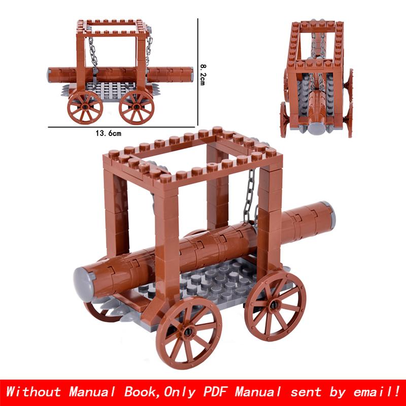 MOC Kreatives Mittelalterliches Schloss Königlicher Ritter Rom Spartacus Streitwagen Belagerungsmaschine Modell Bausteine Ziegel Spielzeug Geschenke