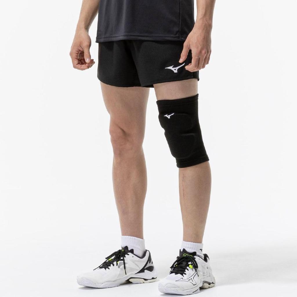Mizuno Antibacterial and Volleyball Knee Support with Size L Odor-Resistant Pads, Unisex, Black/White, (V2MYC003)