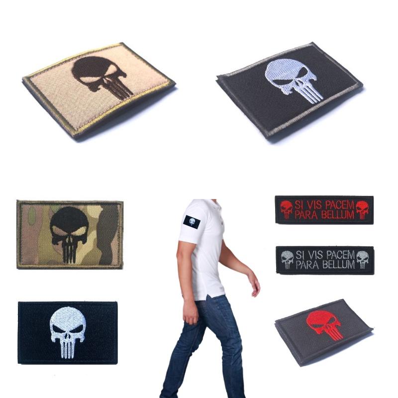 Military Enthusiast Punisher Embroidered Arm Patch Hook Backing For Tactical Hats And Gear