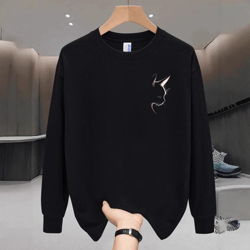 Premium Heavyweight Cotton Hoodie Men Women Winter Warm Oversized Cat Print Long Sleeve Sweatshirt