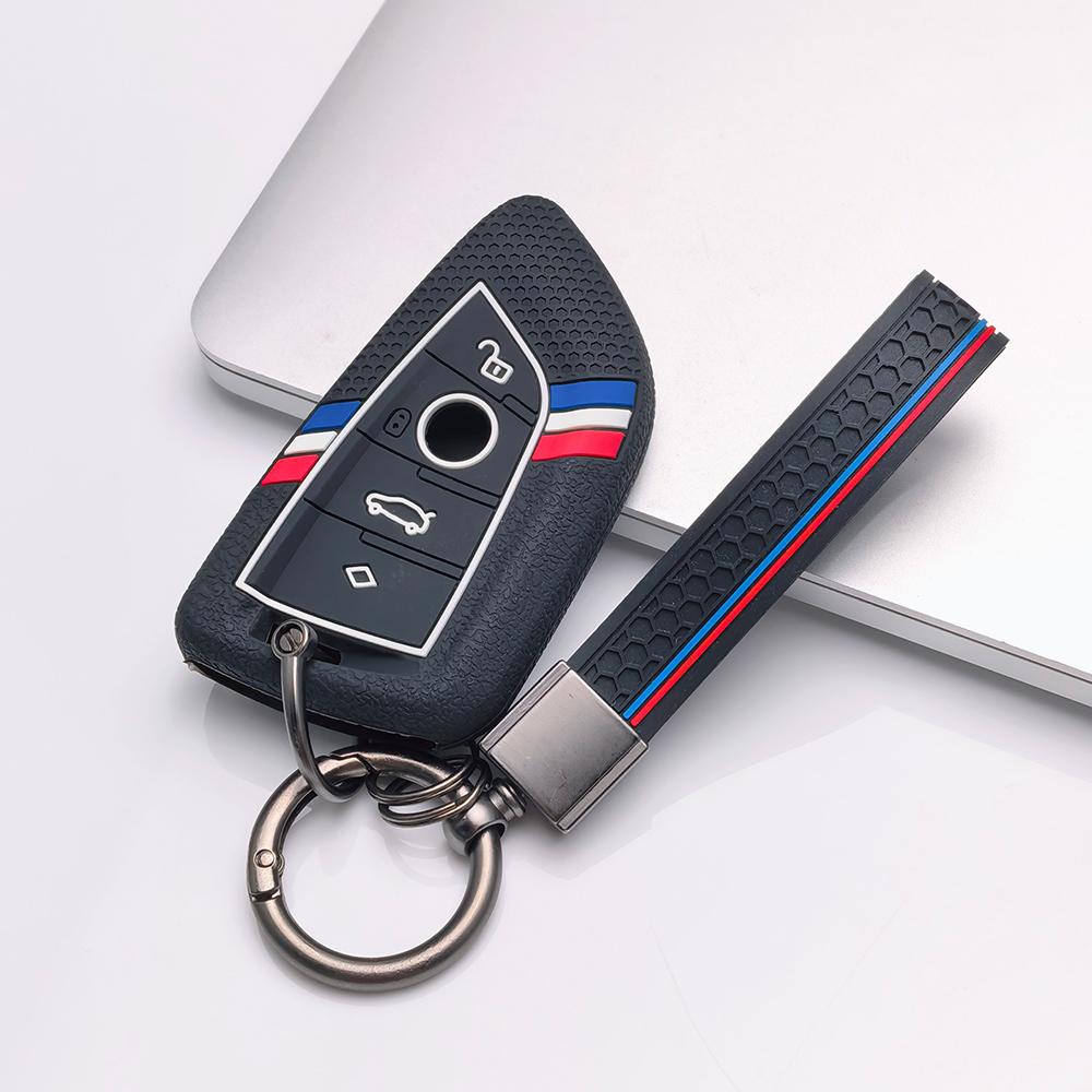 Key Fob Cover for BMW X1 X2 X3 X4 X5 X6 X7 with Keychain Anti-Scratch Guard Shockproof Protection Soft Grip Texture Responsive Button Touch чёрный