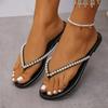 Fashion Summer Women Shoes Beach Pearl Decor Flip Flops Women Fashion Black Flat Clip Toe Slippers Female Non Slip Leather Slides Brand