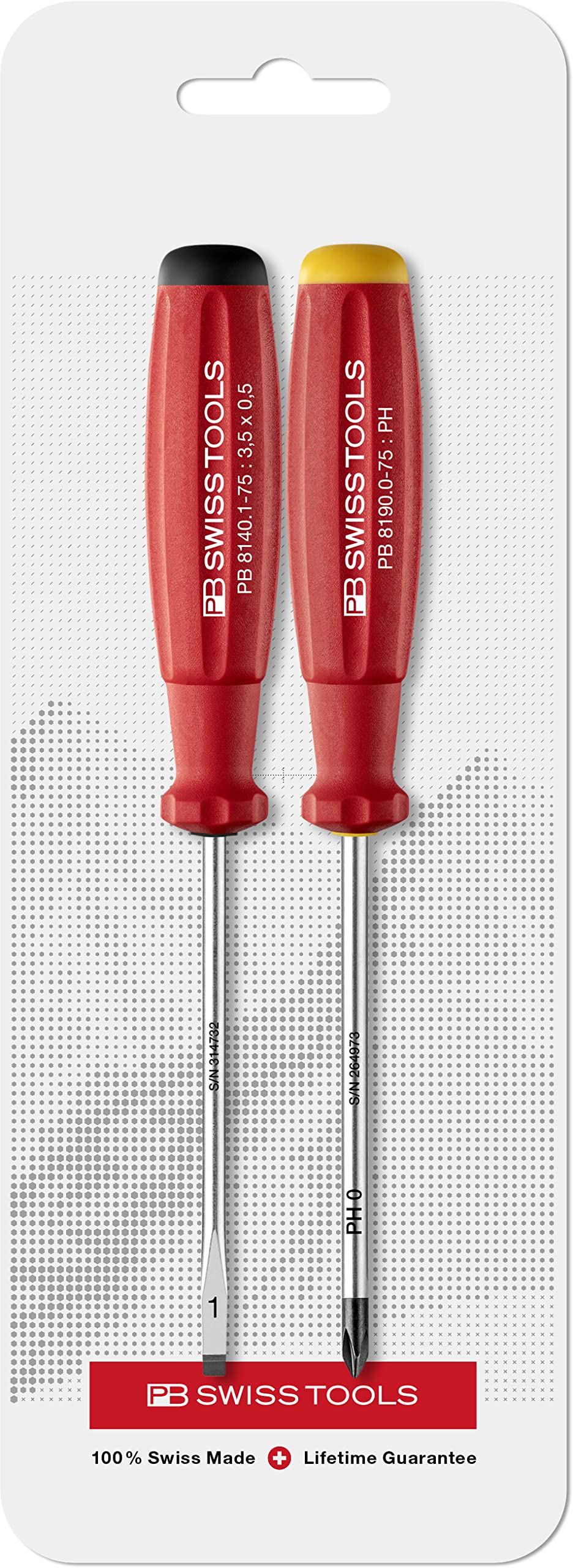 

PB Swiss Tools SwissGrip Flathead and Set of 2 8260CN Screwdriver, Phillips, (Blister Pack)