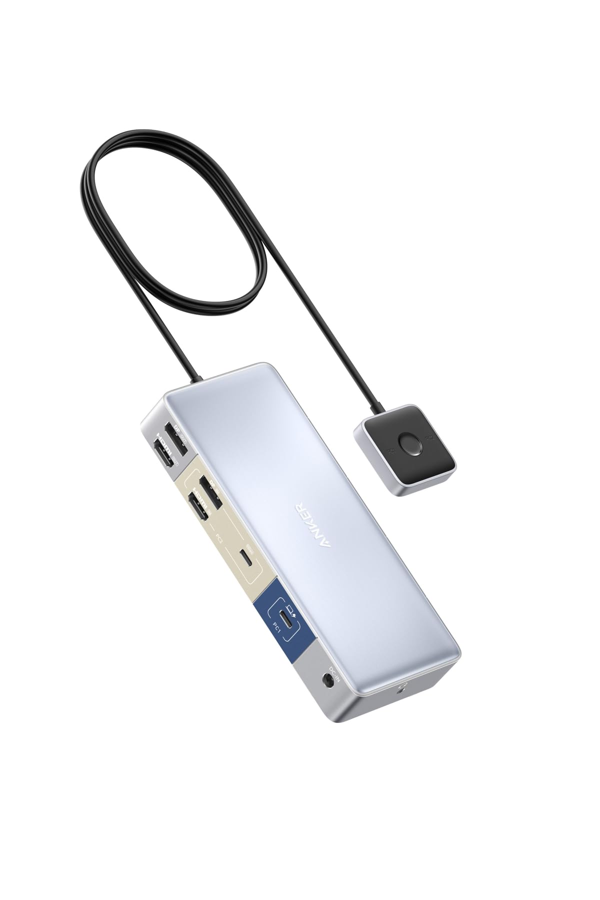 

Anker KVM Switch for Desktop PC Dual Display Switcher with USB Gray (Dual 4K, & Laptop) 11-in-1 PD,