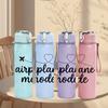 1PC Airplane Mode Cursive Letter 750ml Color Plastic Sports Water Bottle Leakproof Flip Straw Lid Suitable for Sports Office Home Use