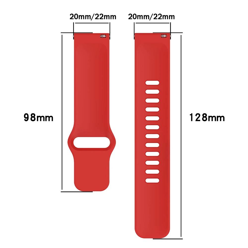 20mm 22mm Silicone Strap For AMAZFIT BALANCE/Active 2 BIP6 5 GTS/GTR 4 3 2e Band Garmin Forerunner 570/Venu SQ 3 2 Plus Bracelet