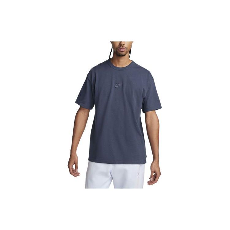 

Nike Sportswear Premium Logo Embroidered Ribbed Crew Neck Short Sleeve T-Shirt Men Tops Thunder-Blue DO7392-437 L
