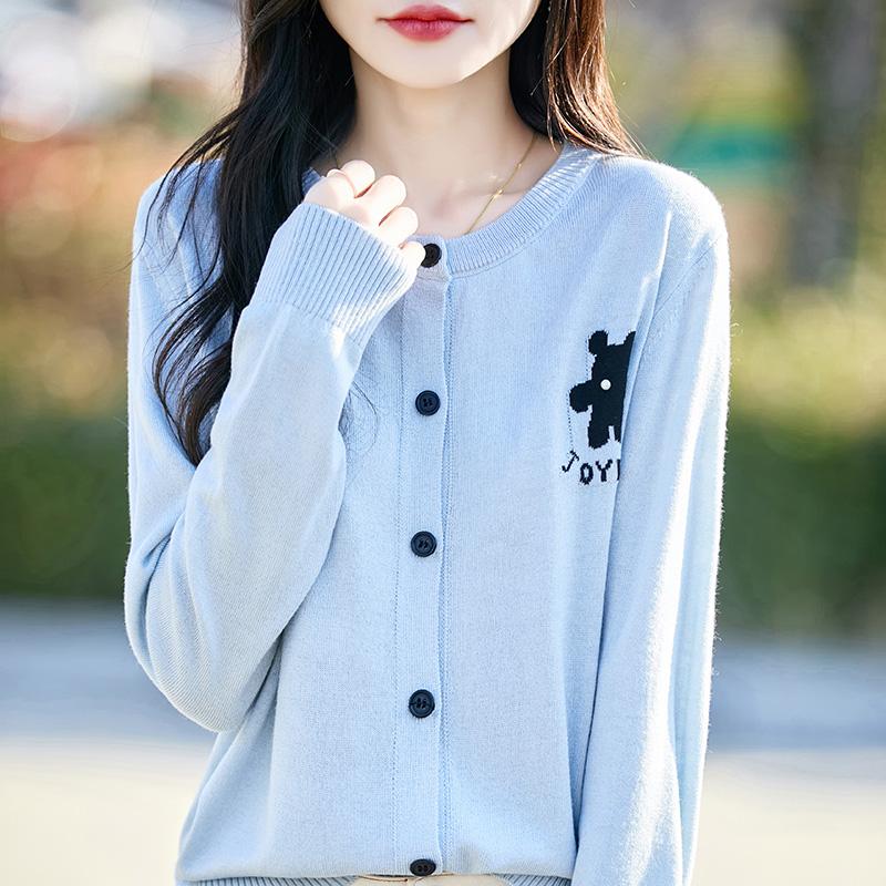 Cardigan feminino leve 50% lã e 50% seda amoreira - Tricô versátil para 4 estações, conforto e estilo o ano todo