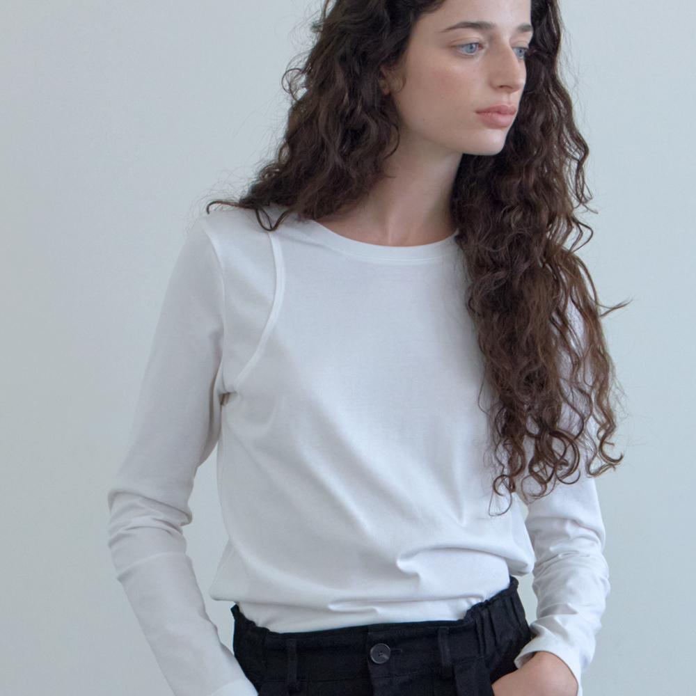 Elssibeui Slim Fit Seam Detail T-Shirt_Ivory