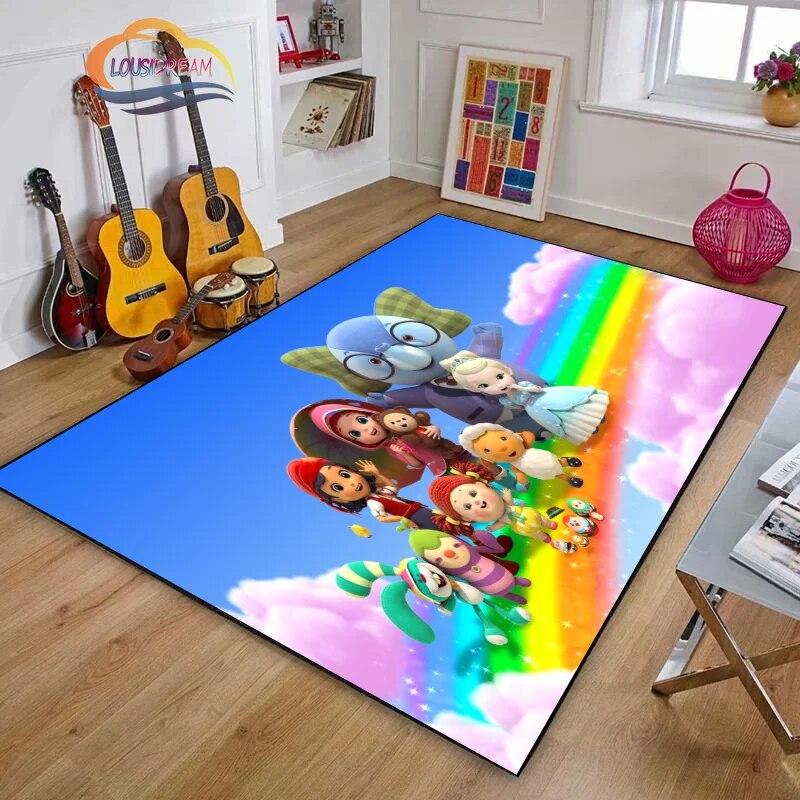 3D Printing Rainbow Ruby Series Carpet Lulu and Bear Cartoon Living Room Bedroom Non-slip Rug Soft Play Area Floor Mat Girl Gift