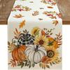 1 Piece Of Autumn Harvest Table Runner, Painted Pumpkin, Sunflower, Fallen Leaves, Suitable For Restaurant, Home, Picnic, Harvest Party, Market Decora