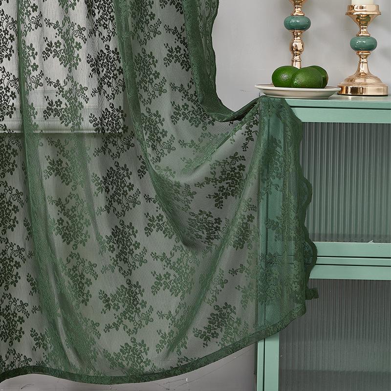 1 bucată perdea transparentă din dantelă florală vintage - Draperie semi-transparentă cu filtrare a luminii pentru dormitor și sufragerie, design cu buzunar pentru tijă, perdele pentru sufragerie