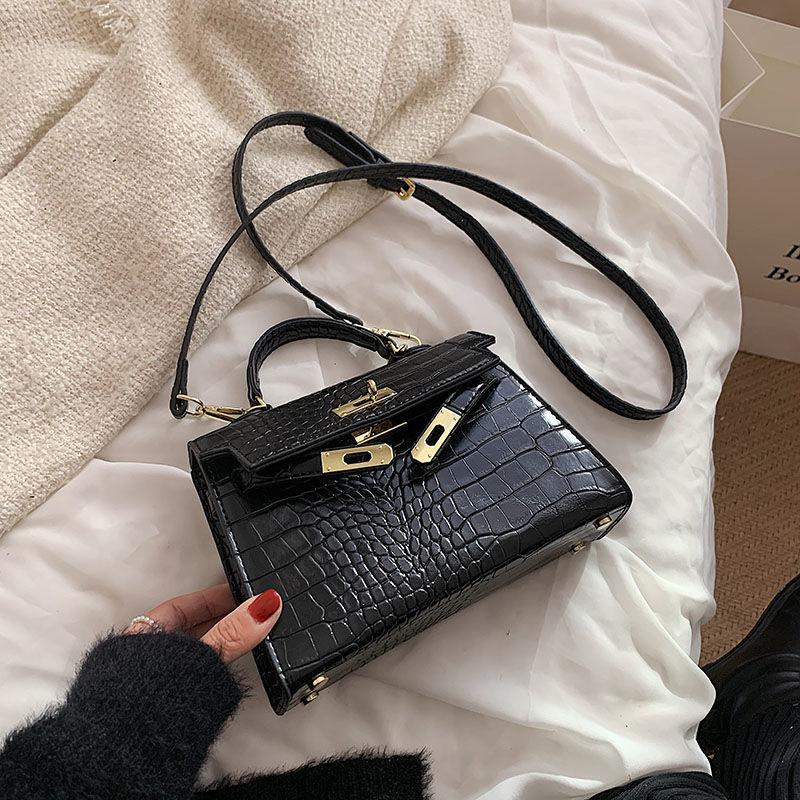 Bag 2025 new bag women's fashion high-end sense crocodile pattern crossbody portable Kelly bag mini