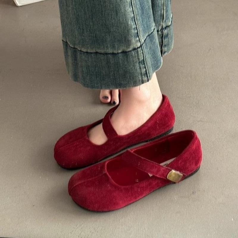 Thick-heeled One-shoulder Buckle Shoes for Women