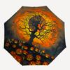 1pc Scary Halloween Pumpkins Tree Pattern Automatic Folding Umbrella, Lightweight Retractable Compact Travel Umbrella, 8-Rib Sturdy Frame030