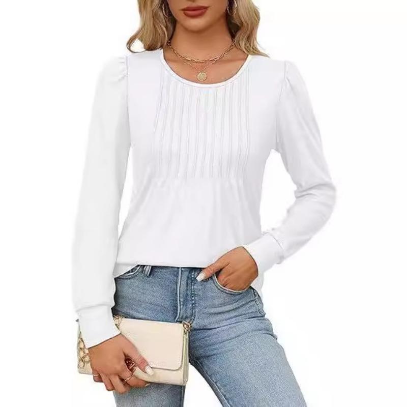 Fashion Casual Simple Long Sleeve Women T-shirt O Neck Slim Fit Office Ladies Shirt Spring Summer Elegant Solid Color Basic Tee Tops Versatile Blouses