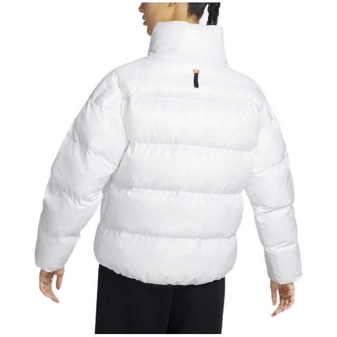 Nike Logo Printed Pattern Stand Collar Zipper Cotton Jacket Women Jackets White DR9180-100
