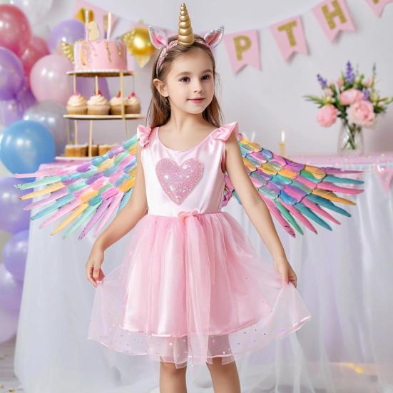 Halloween Angel Wings for Girls Kids Women Colorful Angel Feather Wings with Elastic Band Cosplay Costume Accessory for Stage Halloween Party