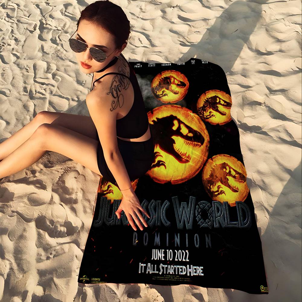 J-Jurassic W-World Movie Microfiber Printed Beach Towel Mountain Climbing Yoga Beach Swimming Running Absorbent Soft Towel