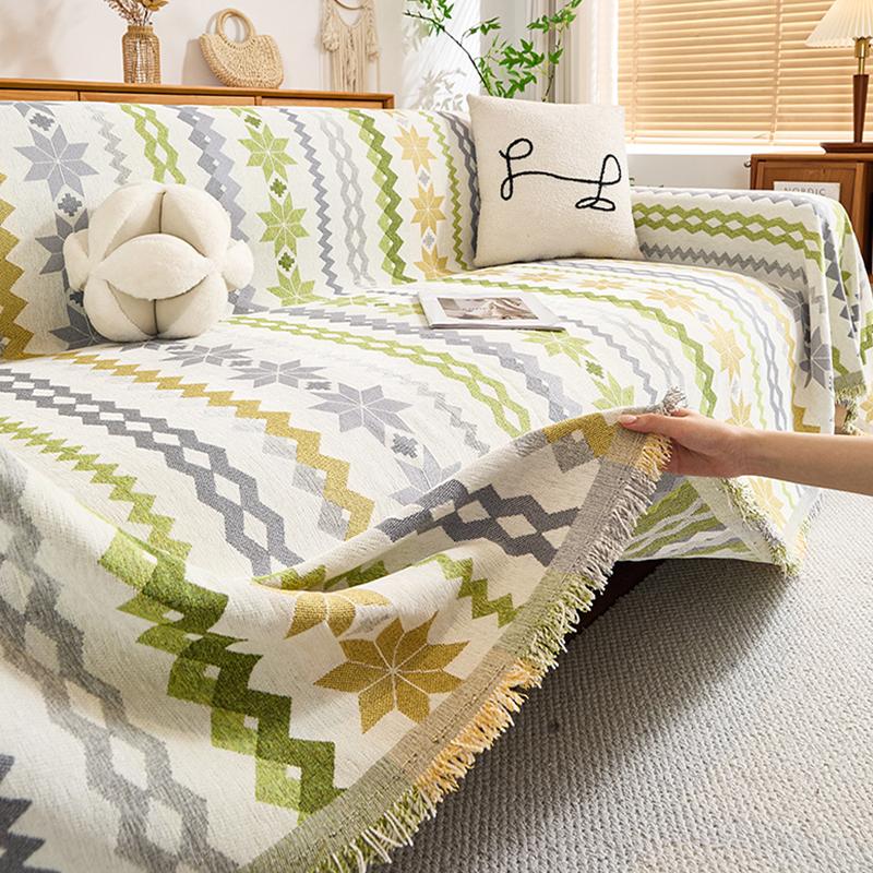 Bohemian Diamond Star Printed Sofa Towel Soft Double Face Usable Sofa Cover For Pets Anti-Scratch Anti-Dirt Furniture Protector