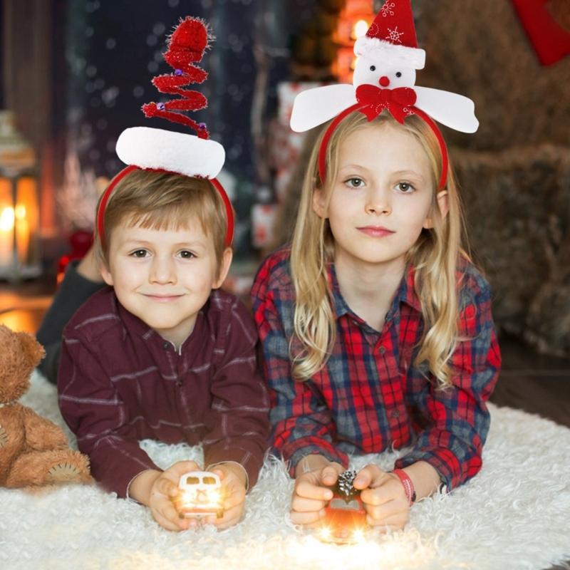 Spiral Christmas Tree Shape Hair Hoop Cute Bowknot Star HOHOHO Hair Holder Christmas Party Headwear for Teenagers