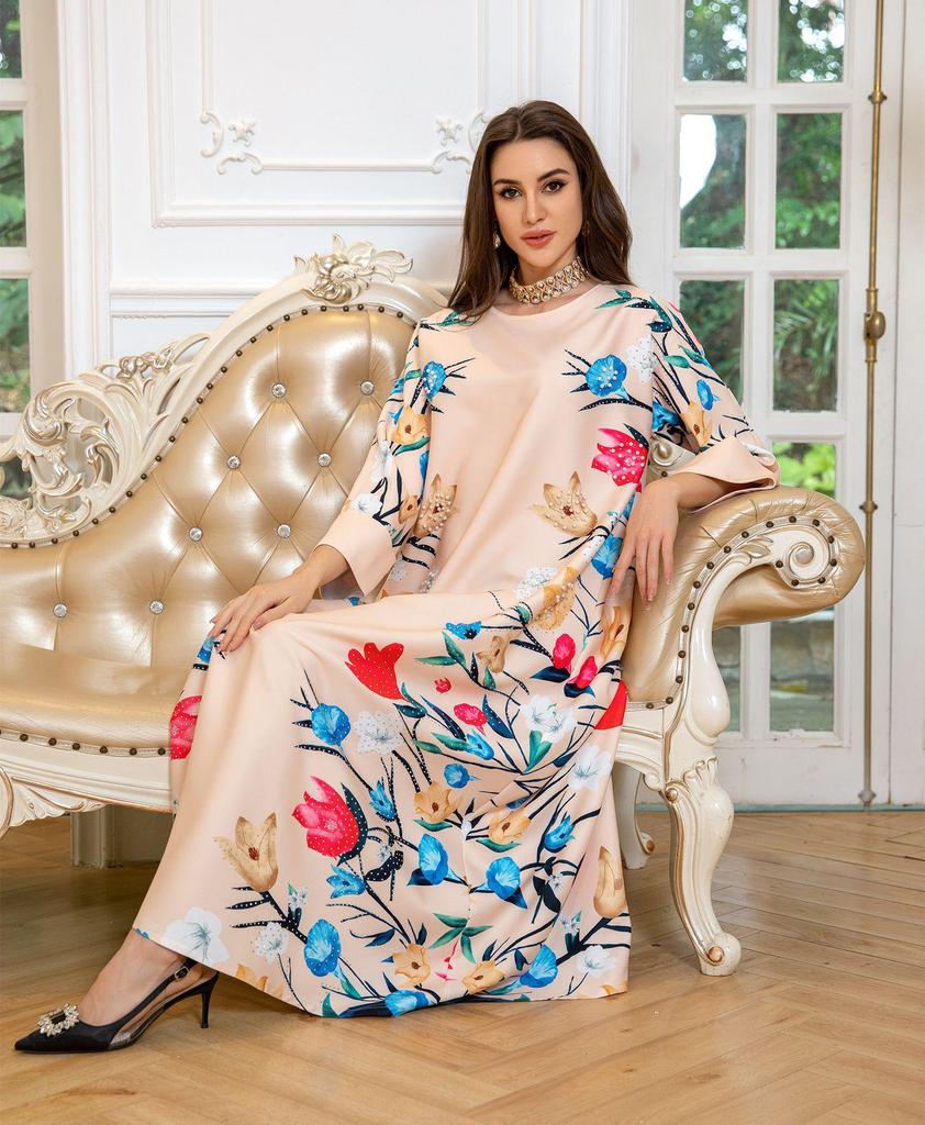 AB346 Arabic Dubai Fashion Rhinestone Jalabiya