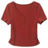 Sancai Women's V-Neck Slim Fit Short Sleeve T-Shirt