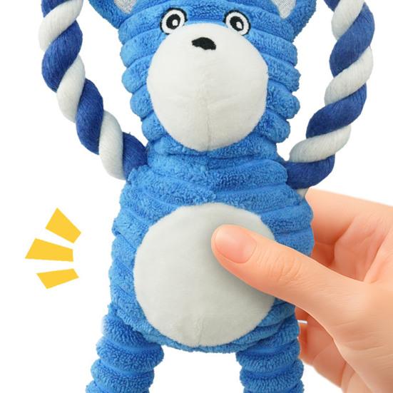 Squeaky Dog Toy Cotton Rope Dog Toy with Built-In Sound Generator Durable Plush Chew Toy for Small Large Dogs Teeth Cleaning Boredom Relief Pet Toys